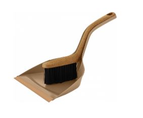 Щетка-сметка с совком Spin&Clean Wood, с ручками 21 см, с кромкой                           